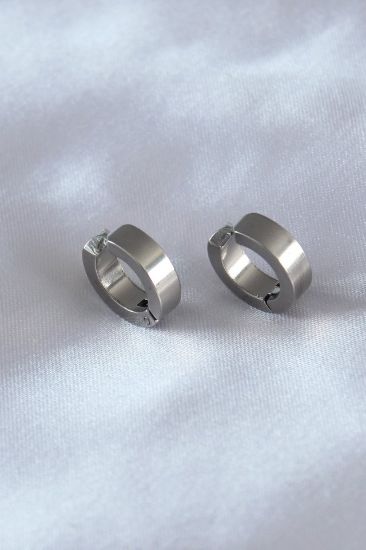 316L Çelik Gümüş Renk Sıkıştırmalı Erkek Küpe resmi